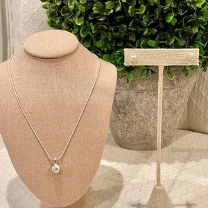 S14-BUNDLE ONLY-Silver & Rhinestone Necklace & Earrings Set